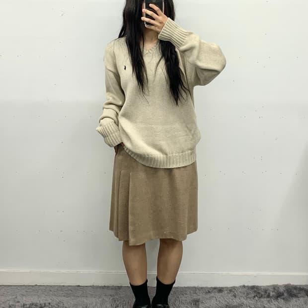 버버리 h라인 미디 스커트