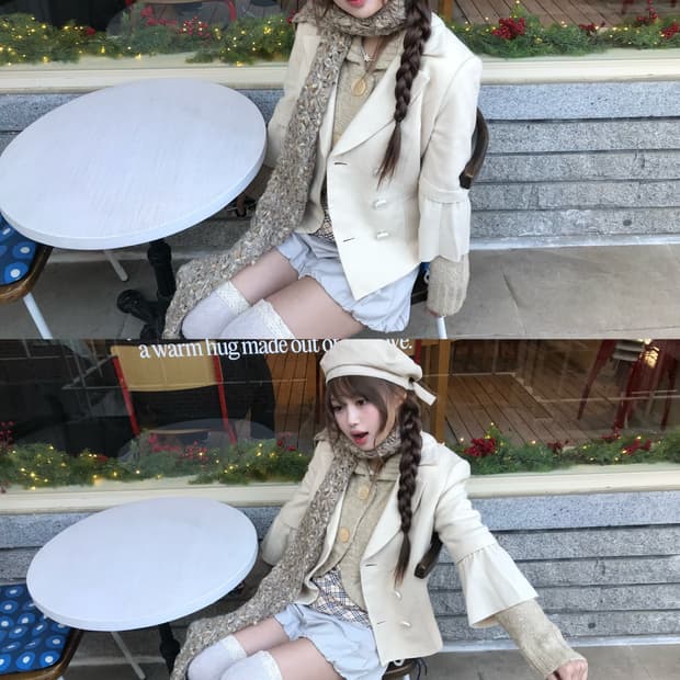 버버리 베이지 펌킨팬츠 모리걸 코디세트