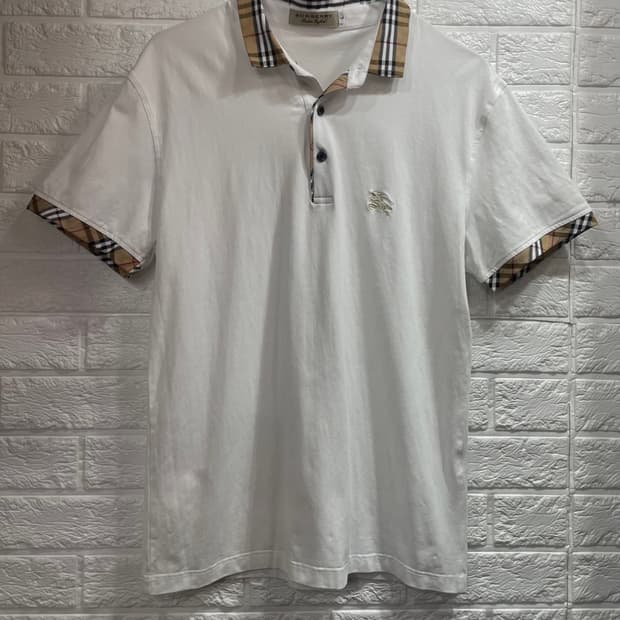 Burberry 버버리 체크카라 화이트 반팔 카라티 버버리 폴로티