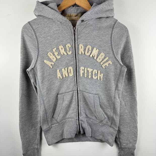 아베크롬비 아치로고 그레이 딱붙 후드집업1698