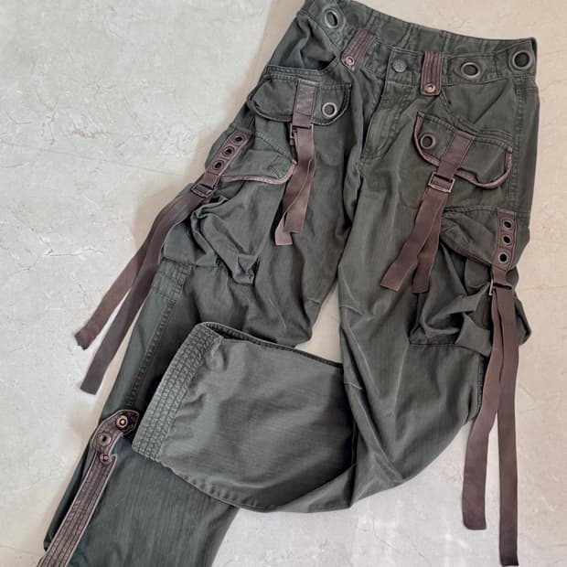 팝걸빈티지 락시크 디테일 와이드팬츠