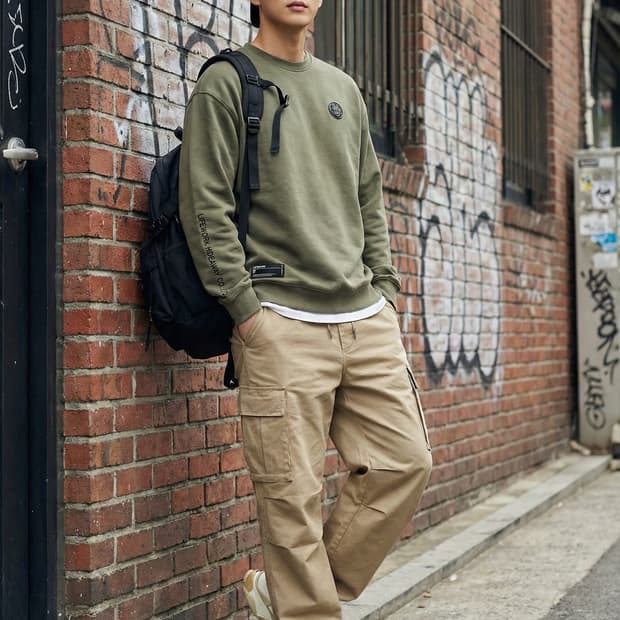 라이프워크 카키 라독 레더 와펜 맨투맨_S