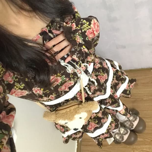 빈티지 딸기초코 브라운 레이스 원피스 히메갸루 로걀 라떼 리즈리사깔 고딕