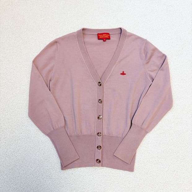 비비안웨스트우드 인디핑크 ORB버튼 브이넥 가디건