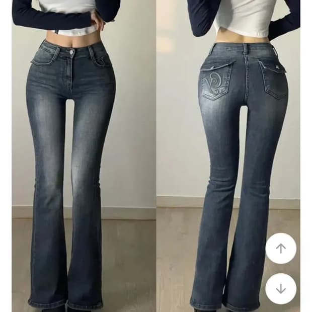 에이블리 골반뽕 자수 포켓 데님 팬츠