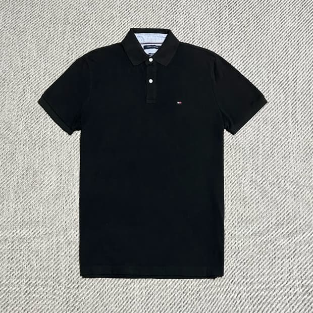 [L] Tommy 타미힐피거 베이직 블랙 코튼 반팔 카라티