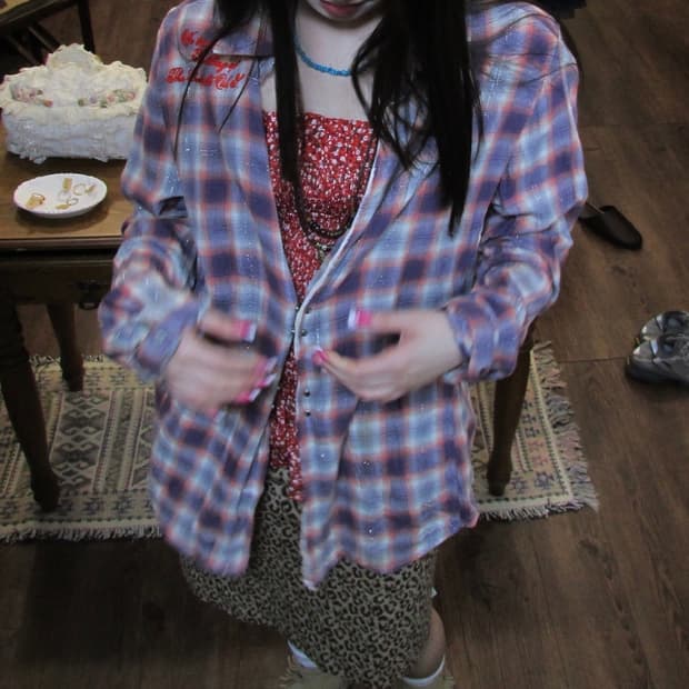 jpn vintage Grunge Check Shirt