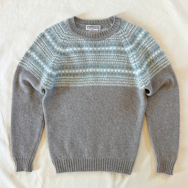 [W55] 80s 캐나다 parkhurst 셰틀랜드 울 라운드넥 니트