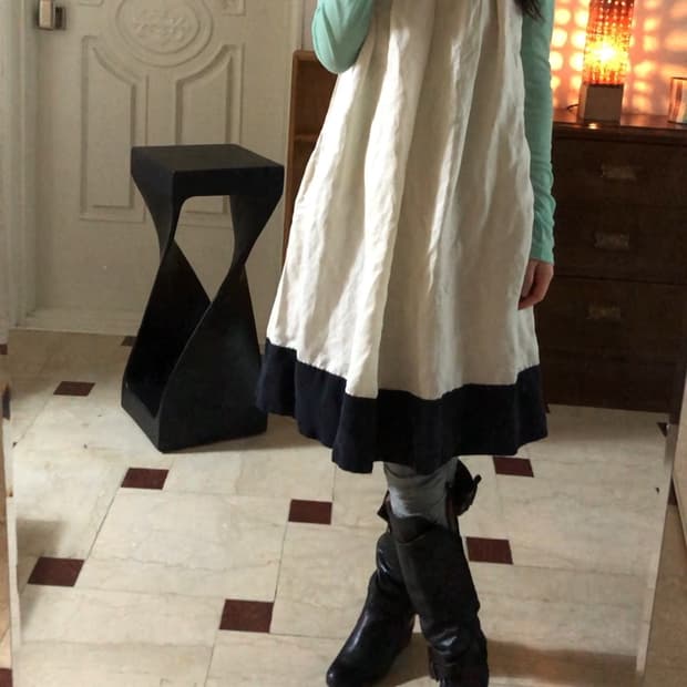 [직수입] 빈티지 리넨 슬리브리스 드레스