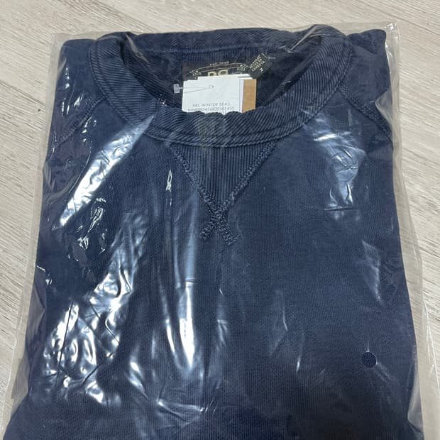 RRL 크루 넥 스웨터 네이비
