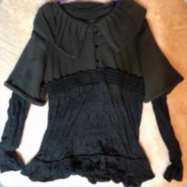 런던구매 )블랙 레이스 디테일레이어드 블라우스