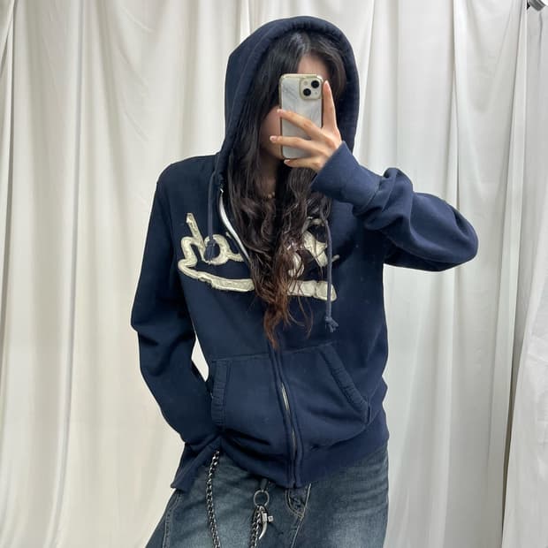 Abercrombie navy hood zip-up