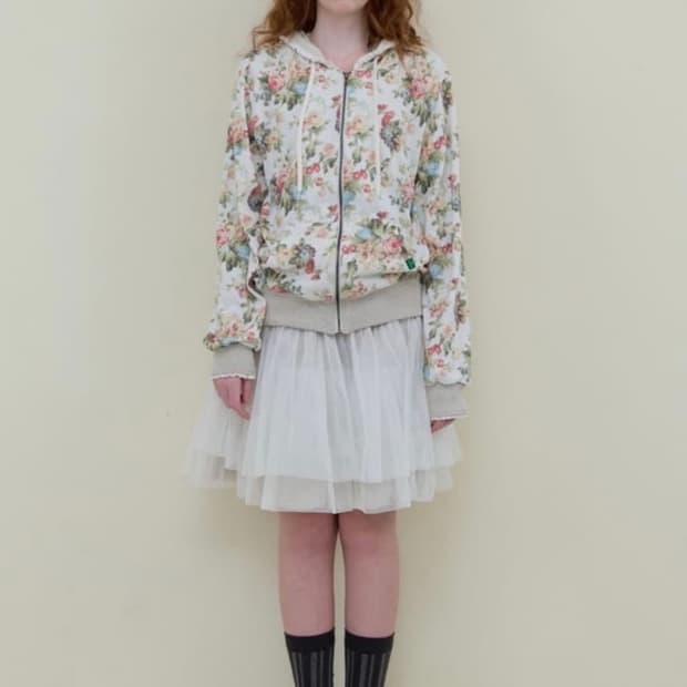 노컨텐츠 Flower Lace Zip-up_ivory  플라워레이스집업