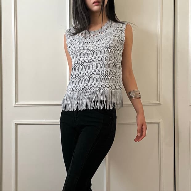 Retro Silver Fringe Top