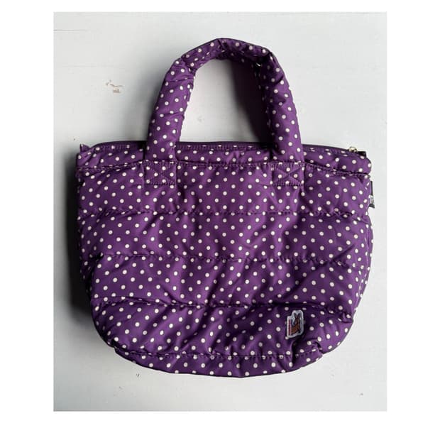 패딩 도트백 포도색 보라색 땡땡이 가방 토트백 일본빈티지