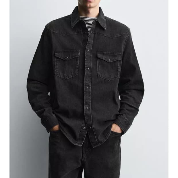 zara 웨스턴 데님 셔츠 블랙 (L)