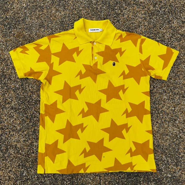 [L] Bape 베이프 스타 옐로우 카라 반팔티