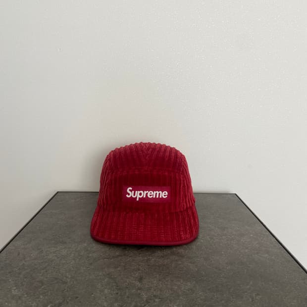 (OS) 슈프림 박스로고 캠프캡 모자 코듀로이 레드