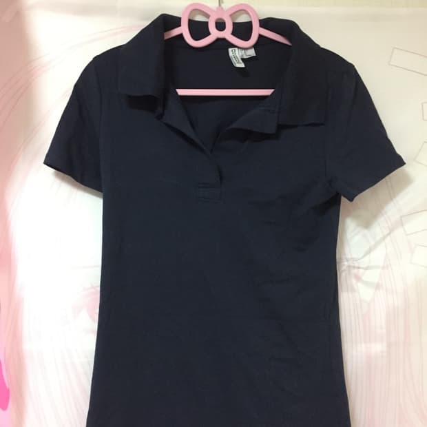 h&m 카라 슬림핏 미니원피스 네이비