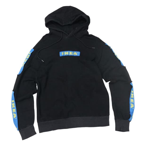 IKEA 이케아 박스로고 커스텀 블랙 후드티 (M)