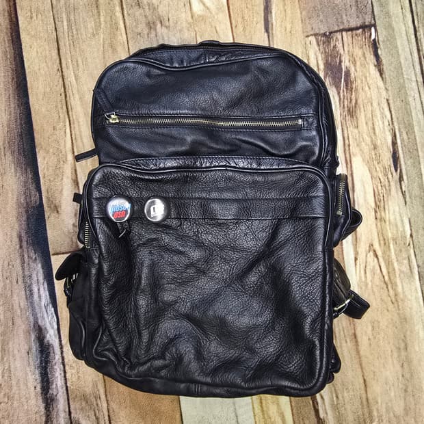 빈티지 풀그레인 카우레더 백팩