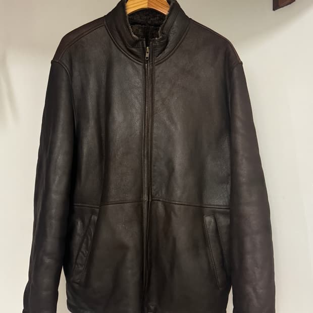 [L]Coach leather mouton jacket