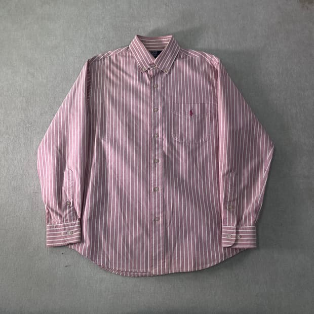100 폴로랄프로렌 핑크 스트라이프 코튼 셔츠