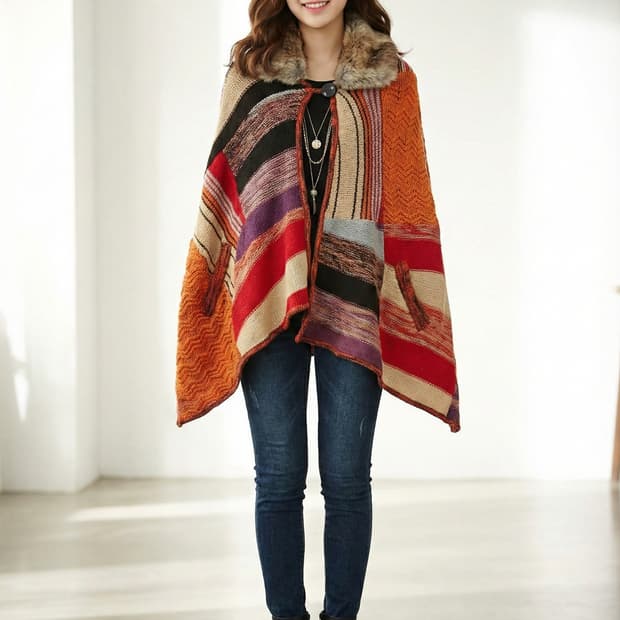 써스데이 아일랜드 에스닉 니트 퍼 케이프_90