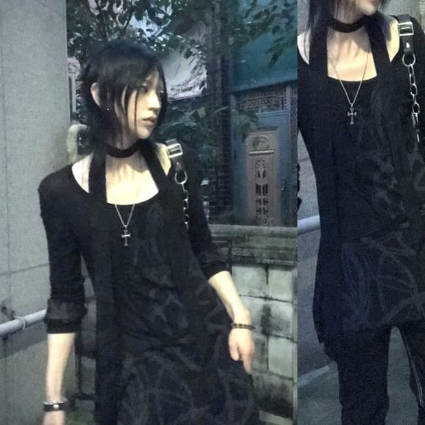 (Unknown)y2k layered sleeve t