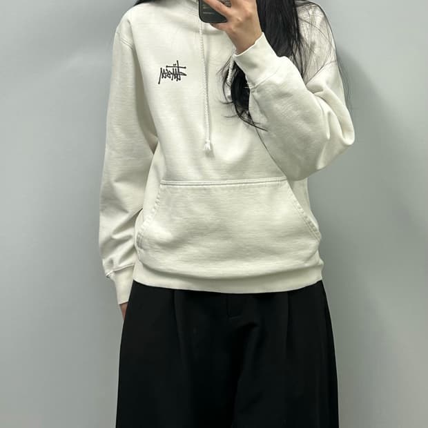 스투시 스탁로고 화이트 후드티