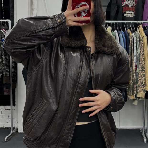 VTG 소가죽 퍼넥 가죽자켓