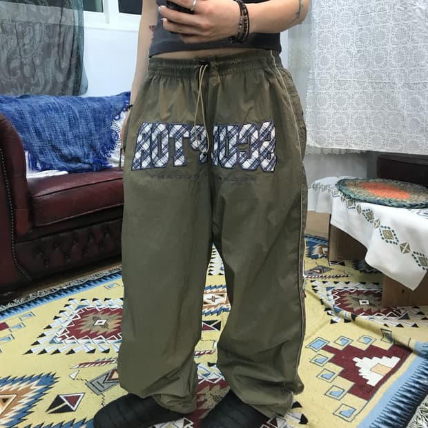 스컬프터 체크 빅로고 우븐팬츠 