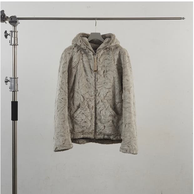 네버포겟 FAUX SHEARLING FULL ZIP UP HOODIE