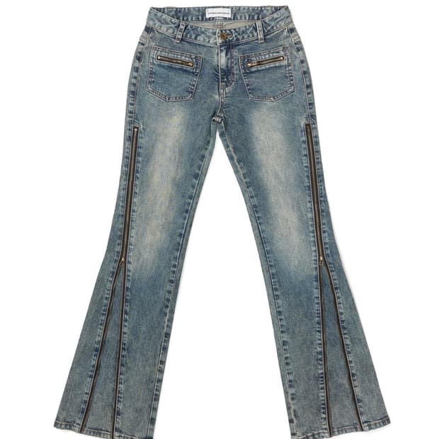 스키즘 인듀싱 ZIPPER FLARED JEANS BLUE