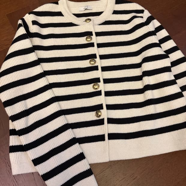 스트라이프 코튼 가디건