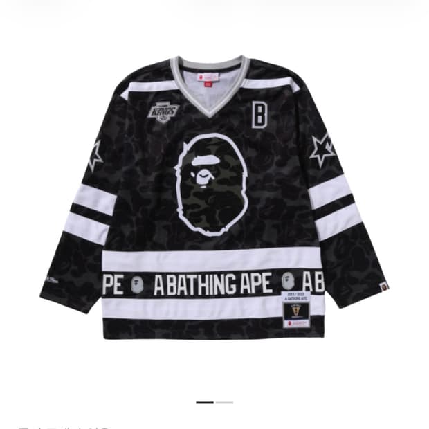 베이프 x 미첼앤네스 NHL 로스앤젤레스 킹스 메쉬 하키 저지 롱슬리브