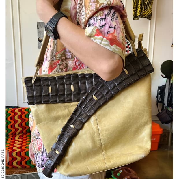 80s-90s Permâge Caiman Tail Leather Bag