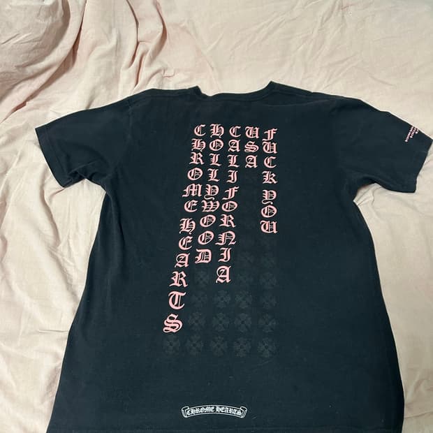 크롬하츠 백레터링 반팔 핑크 L
