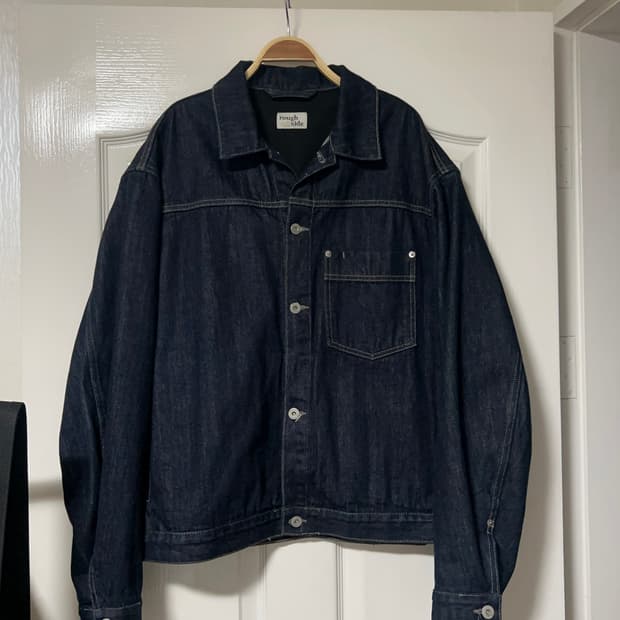 러프사이드 드레이프 데님자켓 원워시