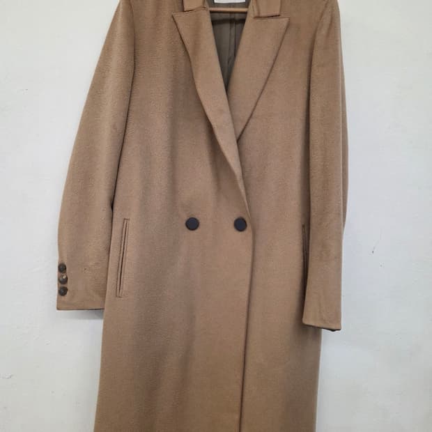 타임 포스트모던 카멜 캐시미어100% 더블 코트