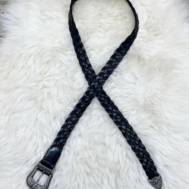 리얼레더 블랙 웨스턴 위빙 버클 벨트