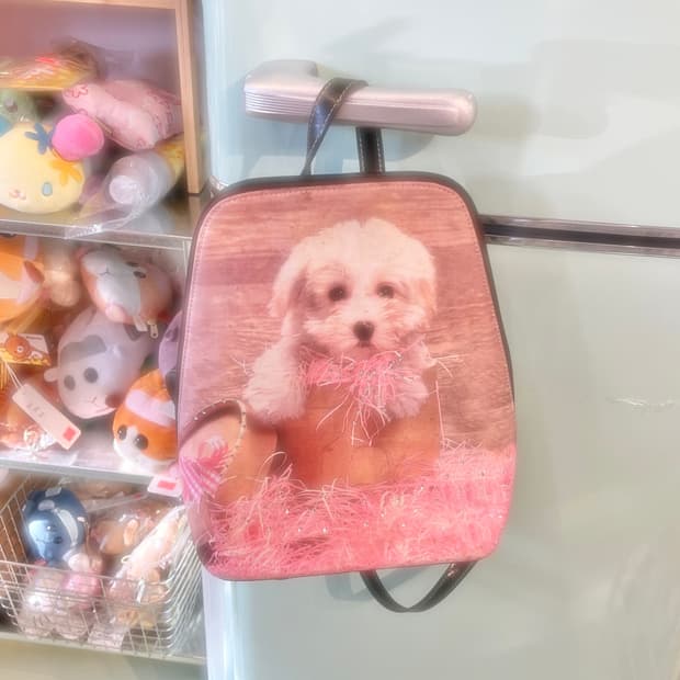 큐빅 강아지 프린팅 백팩