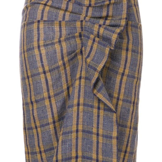 이자벨마랑 린넨 러플 타탄체크 스커트 36