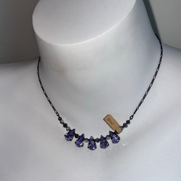 Anna sui 안나수이 퍼플 큐빅 목걸이