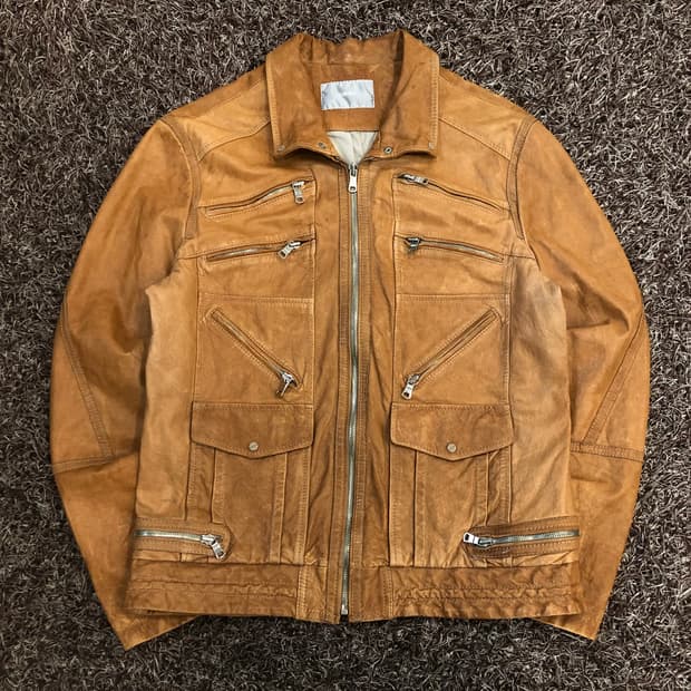 티아이포맨 양가죽 멀티 지퍼 레더 가죽 자켓