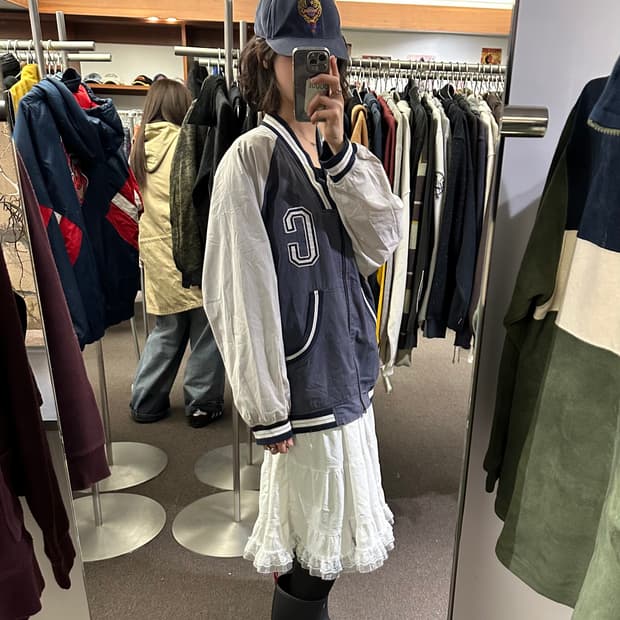 L)Converse 빈티지 레트로 C 바시티 자켓