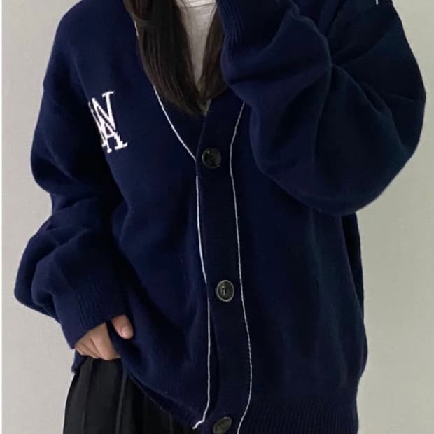 우알롱 스티치 니트 가디건 M