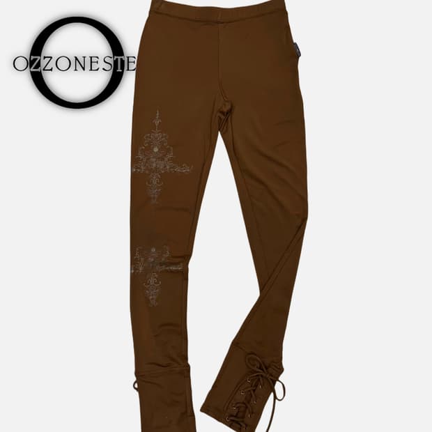 gothic printing lace-up leggings