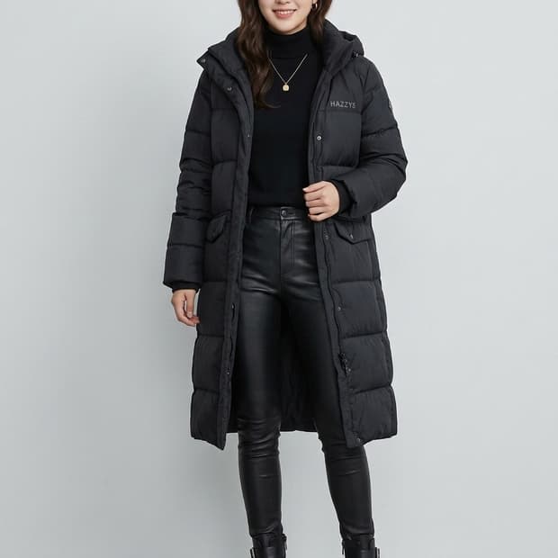 HAZZYS GOLF 헤지스 골프 여성 H_LAB 덕다운 롱패딩 블랙