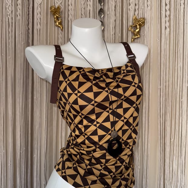 Check Board Belted Sleeveless 0023